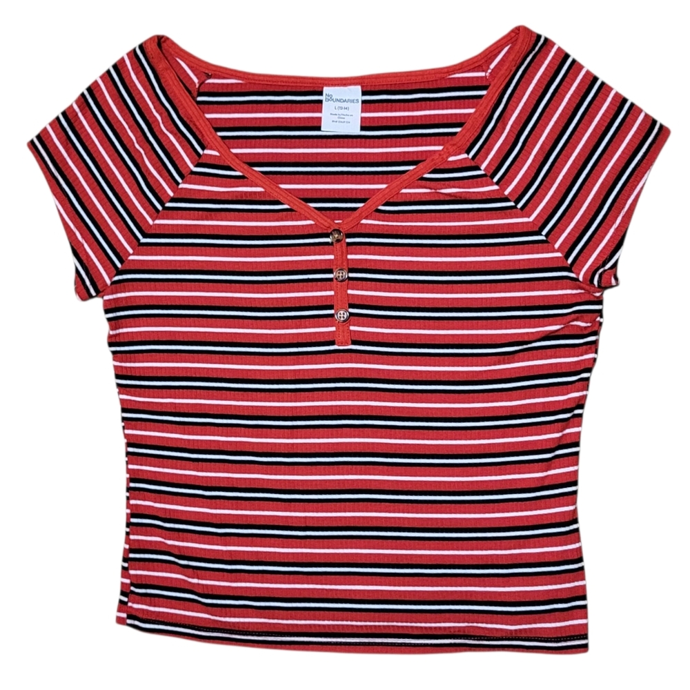 NB Ribbed Henley Top Striped Like New L